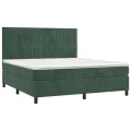 cadre de lit et matelas Vert foncé 160x200cm Velours