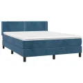 cadre de lit et matelas Bleu foncé 140x190cm Velours