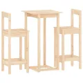 Ensemble de bar 3 pcs Bois de pin massif
