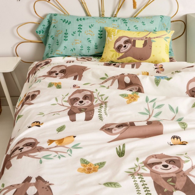 Dekbedovertrek set HappyFriday Moshi Moshi Happy Sloth Multicolour Bed