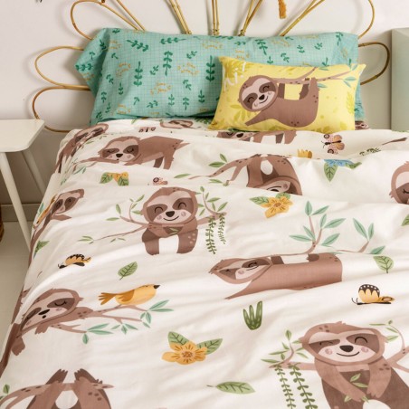 Duvet cover set HappyFriday Moshi Moshi Happy Sloth Multicolour Single