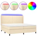 cadre de lit matelas et LED Crème 200x200 cm Tissu