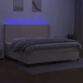 cadre de lit matelas et LED Crème 200x200 cm Tissu