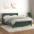 cadre de lit et matelas Vert foncé 140x190cm Velours