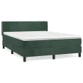 cadre de lit et matelas Vert foncé 140x190cm Velours