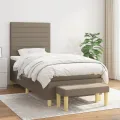 cadre de lit avec matelas Taupe 80x200 cm Tissu