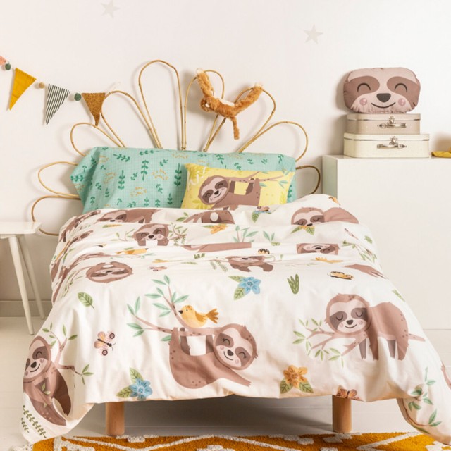 Dekbedovertrek set HappyFriday Moshi Moshi Happy Sloth Multicolour Bed