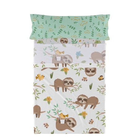 Bedding set HappyFriday Moshi Moshi Happy sloth Multicolour Single 2 P