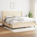 cadre de lit avec matelas Crème 200x200 cm Tissu