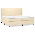 cadre de lit avec matelas Crème 200x200 cm Tissu