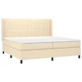 cadre de lit avec matelas Crème 200x200 cm Tissu