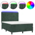 cadre de lit matelas et LED Vert foncé 140x200 cm