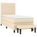 cadre de lit avec matelas Crème 80x200 cm Tissu