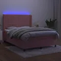 cadre de lit matelas et LED Rose 140x200 cm Velours
