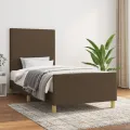 Cadre de lit sans matelas marron foncé 100x200 cm tissu