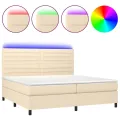 cadre de lit et matelas et LED Crème 200x200cm Tissu