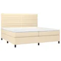 cadre de lit et matelas et LED Crème 200x200cm Tissu