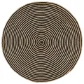 Tapis fait à la main Jute avec design de spirale Noir 150 cm