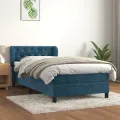 cadre de lit et matelas Bleu foncé 80x200 cm Velours