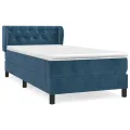 cadre de lit et matelas Bleu foncé 80x200 cm Velours