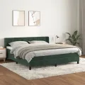 cadre de lit et matelas Vert foncé 180x200cm Velours