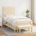 cadre de lit avec matelas Crème 80x200 cm Tissu