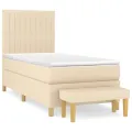 cadre de lit avec matelas Crème 80x200 cm Tissu