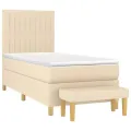 cadre de lit avec matelas Crème 80x200 cm Tissu