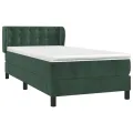 cadre de lit avec matelas Vert foncé 90x190 cm
