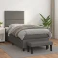 cadre de lit avec matelas Gris 90x200 cm Similicuir