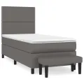 cadre de lit avec matelas Gris 90x200 cm Similicuir