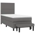 cadre de lit avec matelas Gris 90x200 cm Similicuir