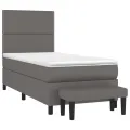 cadre de lit avec matelas Gris 90x190 cm Similicuir