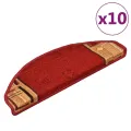 Tapis d'escalier autoadhésifs 10 pcs 65x21x4 cm Rouge