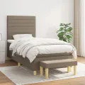 cadre de lit avec matelas Taupe 100x200 cm Tissu