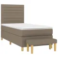 cadre de lit avec matelas Taupe 100x200 cm Tissu