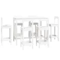 Ensemble de bar 7 pcs Blanc Bois de pin massif