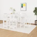 Ensemble de bar 7 pcs Blanc Bois de pin massif