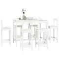Ensemble de bar 7 pcs Blanc Bois de pin massif