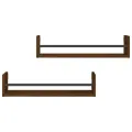 Étagères murales avec barres 2 pcs chêne marron 60x16x14 cm