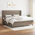 cadre de lit avec matelas Taupe 200x200 cm Tissu