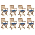 Chaises pliables d'extérieur et coussins lot de 8 Bois d'acacia
