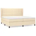 cadre de lit avec matelas Crème 200x200 cm Tissu