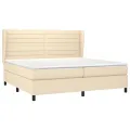 cadre de lit avec matelas Crème 200x200 cm Tissu