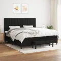 cadre de lit avec matelas Noir 200x200 cm Tissu