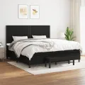 cadre de lit avec matelas Noir 200x200 cm Tissu