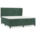 cadre de lit et matelas Vert foncé 160x200cm Velours