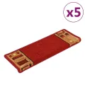 Tapis d'escalier autoadhésifs 5 pcs 65x21x4 cm Rouge