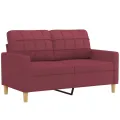 Ensemble de canapés 2 pcs avec coussins rouge bordeaux tissu