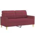 Ensemble de canapés 2 pcs avec coussins rouge bordeaux tissu